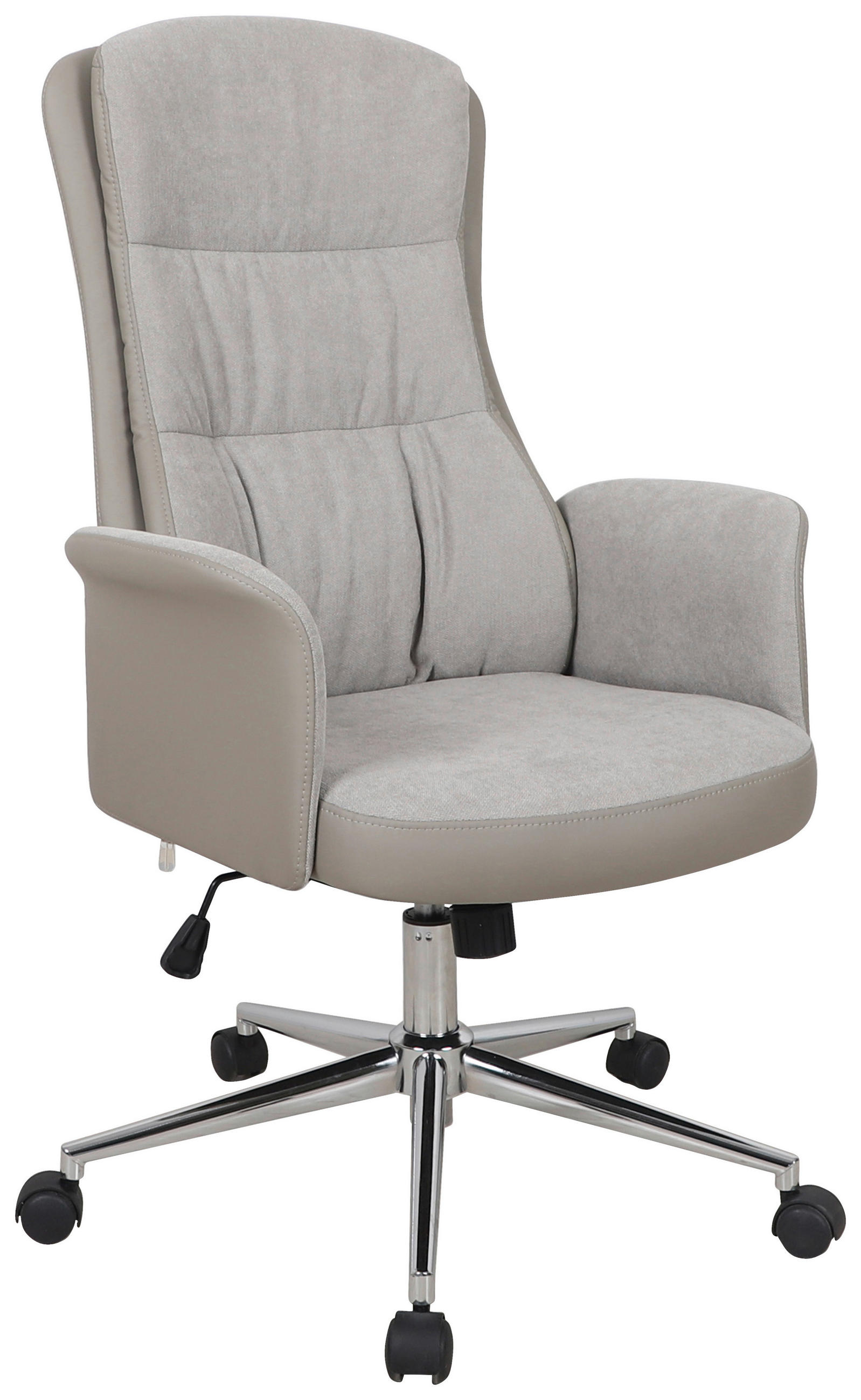 CHEFSESSEL Lederlook, Flachgewebe Grau  - Chromfarben/Grau, MODERN, Kunststoff/Textil (65/108-118/72cm) - MID.YOU