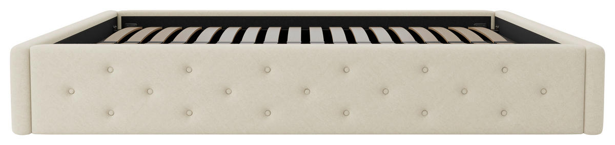 POLSTERBETT 140/200 cm,  in Beige, Lattenrost, Bettkasten,  - Beige/Schwarz, Design, Holz/Textil (140/200cm) - Chameo