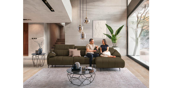 ECKSOFA in Echtleder Taupe 313/165 cm - Taupe/Cognac, Design, Leder/Metall (313/165cm) - Emilio Belluti