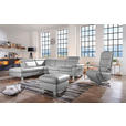 ECKSOFA in Echtleder Grau  - Alufarben/Grau, Design, Leder/Metall (242/271cm) - Cantus