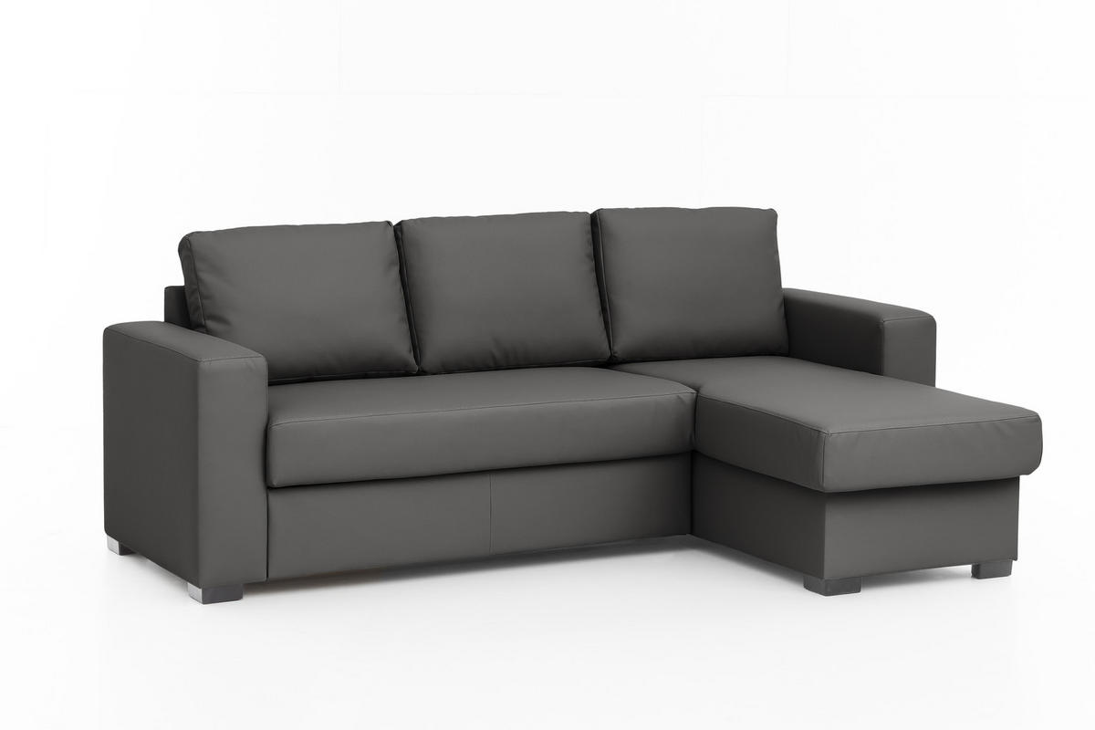 ECKSOFA in Lederlook Dunkelgrau  220/150 cm  - Dunkelgrau, Basics, Kunststoff/Textil (220/150cm) - MID.YOU