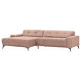 ECKSOFA in Cord Altrosa  165/295 cm  - Schwarz/Altrosa, KONVENTIONELL, Textil/Metall (165/295cm) - Carryhome
