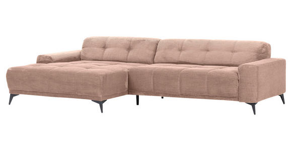ECKSOFA in Cord Altrosa 165/295 cm - Schwarz/Altrosa, KONVENTIONELL, Textil/Metall (165/295cm) - Carryhome