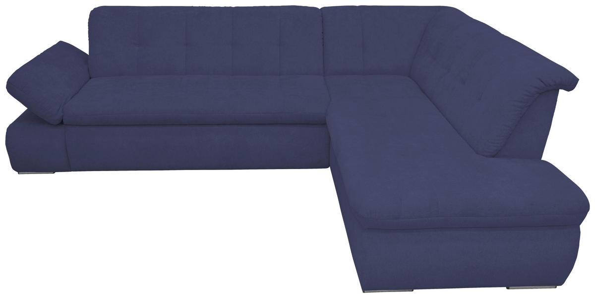 ECKSOFA in Mikrofaser Dunkelblau  273/216 cm  - Chromfarben/Dunkelblau, KONVENTIONELL, Textil/Metall (273/216cm) - MID.YOU