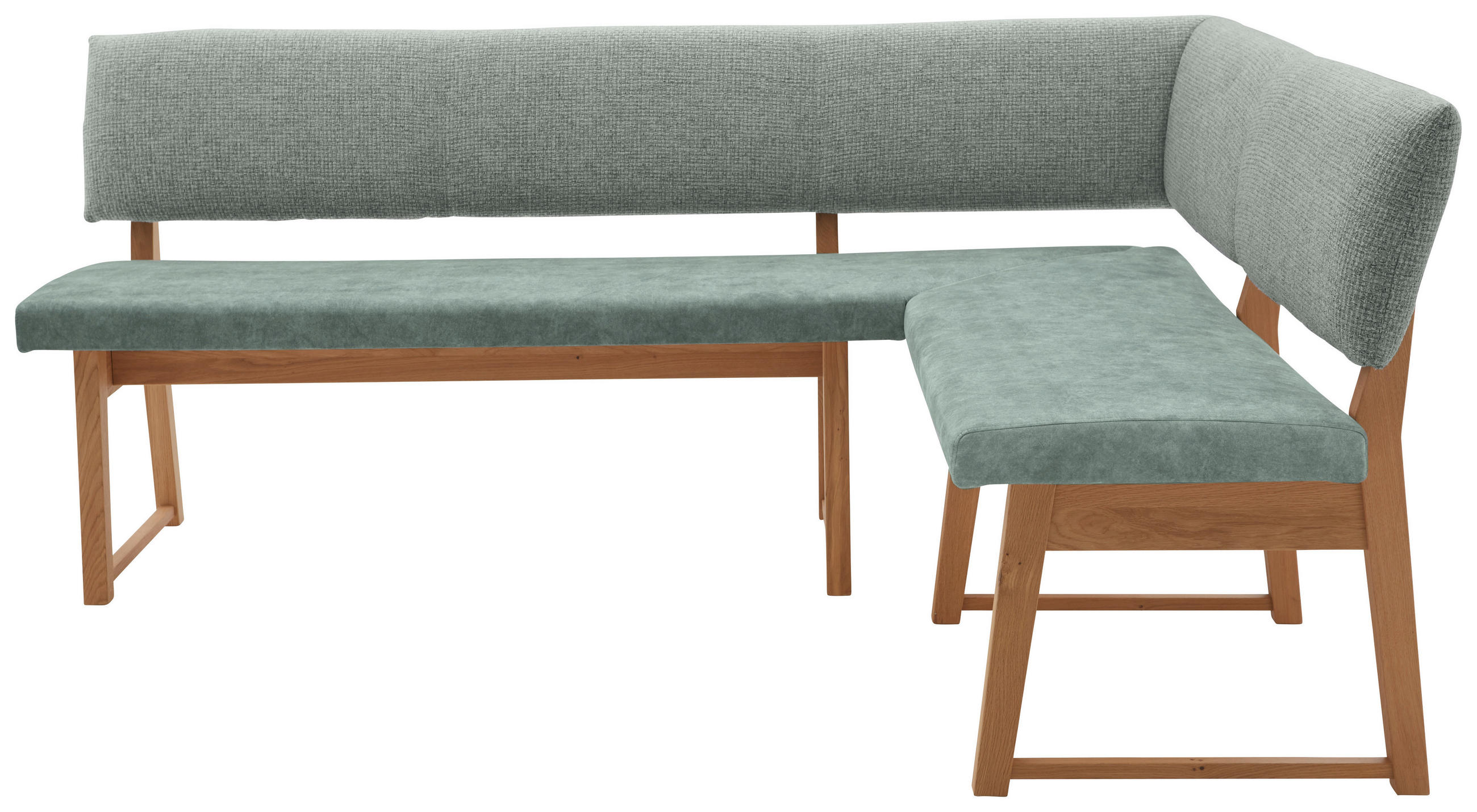 ECKBANK 190/150 cm Mikrofaser, beflockt Mintgrün, Wildeiche Wildeiche massiv Holz   - Wildeiche/Mintgrün, KONVENTIONELL, Holz/Textil (190/150cm) - Valnatura