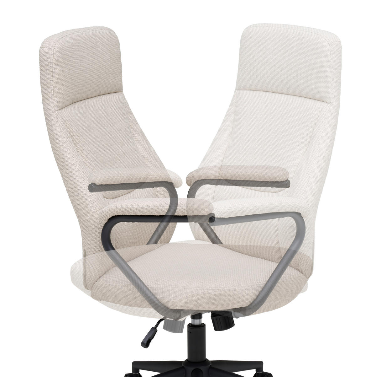 DREHSTUHL Webstoff Creme, Schwarz  - Creme/Schwarz, MODERN, Kunststoff/Textil (60/106-114/65cm) - MID.YOU