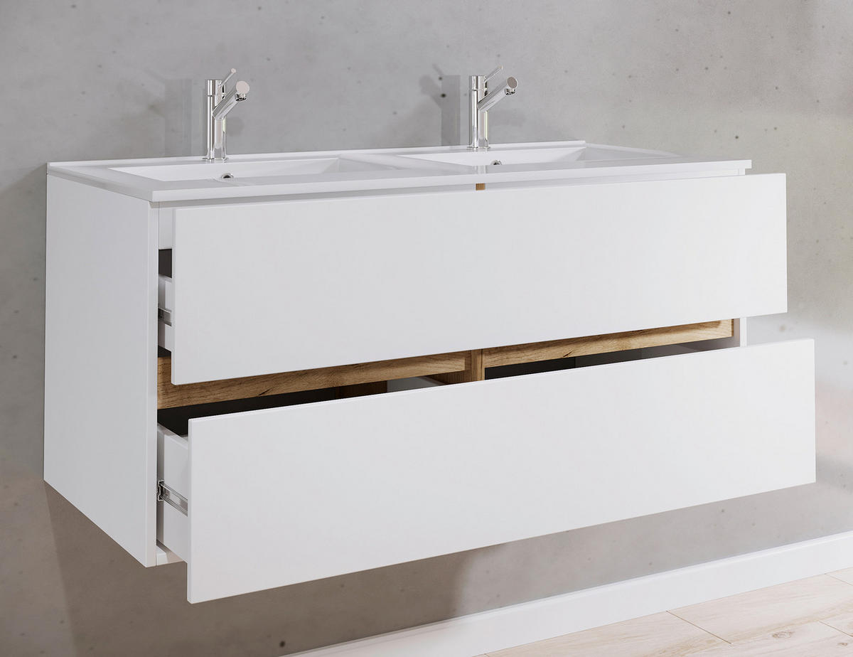 BADEZIMMER 2-teilig  in  - Honigeiche/Weiß, Trend, Keramik/Holzwerkstoff (112/51/47cm) - MID.YOU