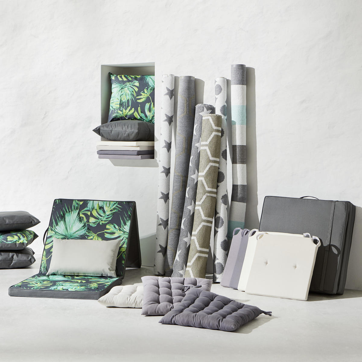OUTDOORTEPPICH 70/140 cm Grau, Weiß  - Weiß/Grau, MODERN, Textil (70/140cm)