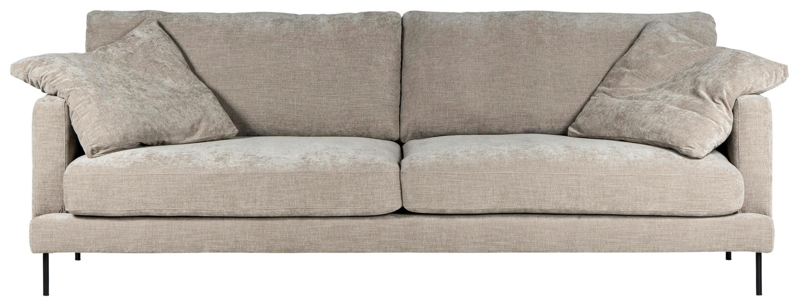 3-SITS SOFFA i beige  - beige/silver, Klassisk, metall/läder (249/98cm) - Chilliano