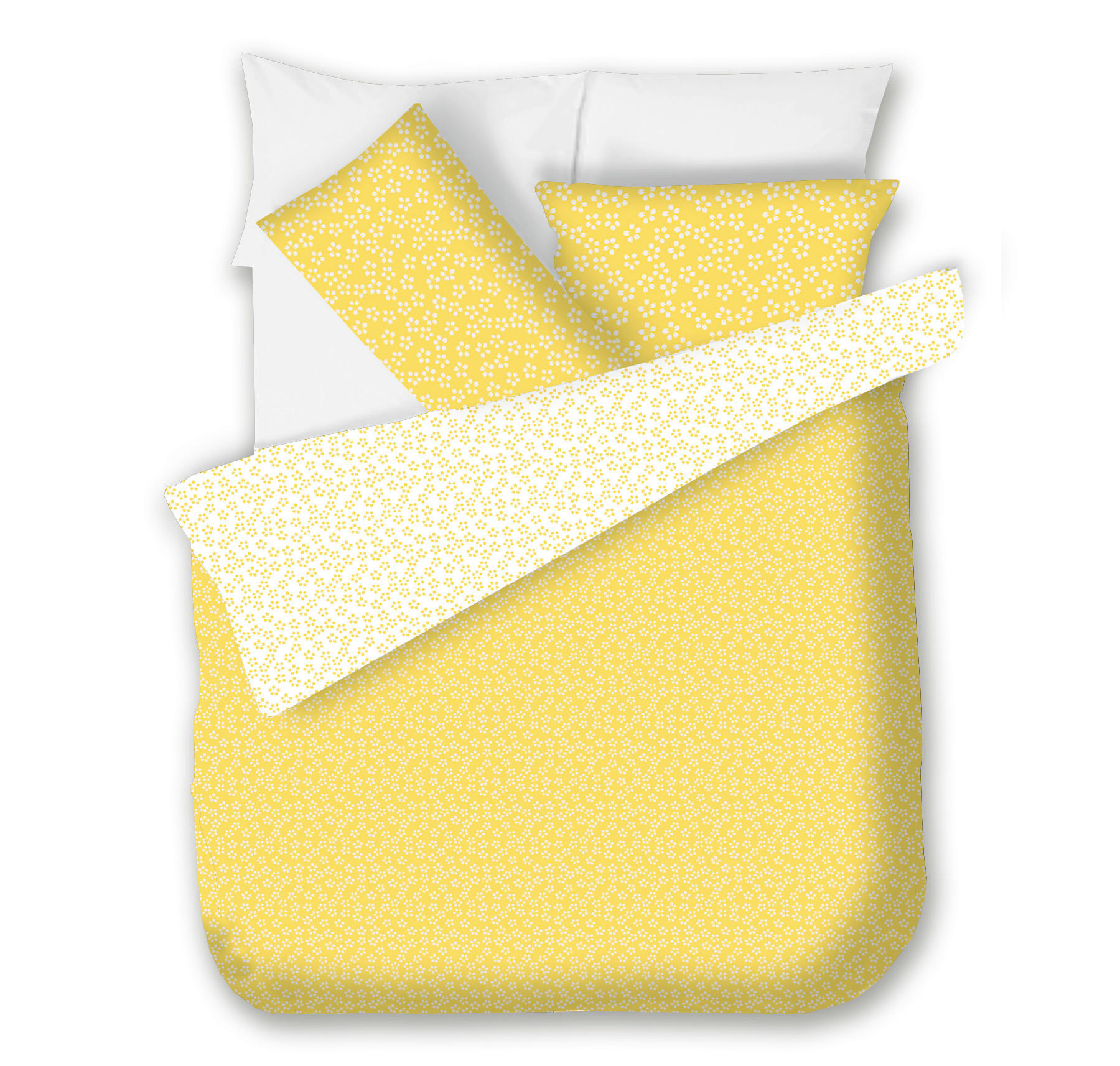 POSTELJNINA ENI 140/200 cm saten rumena, bela  - rumena/bela, Konvencionalno, tekstil (140/200cm) - Esposa