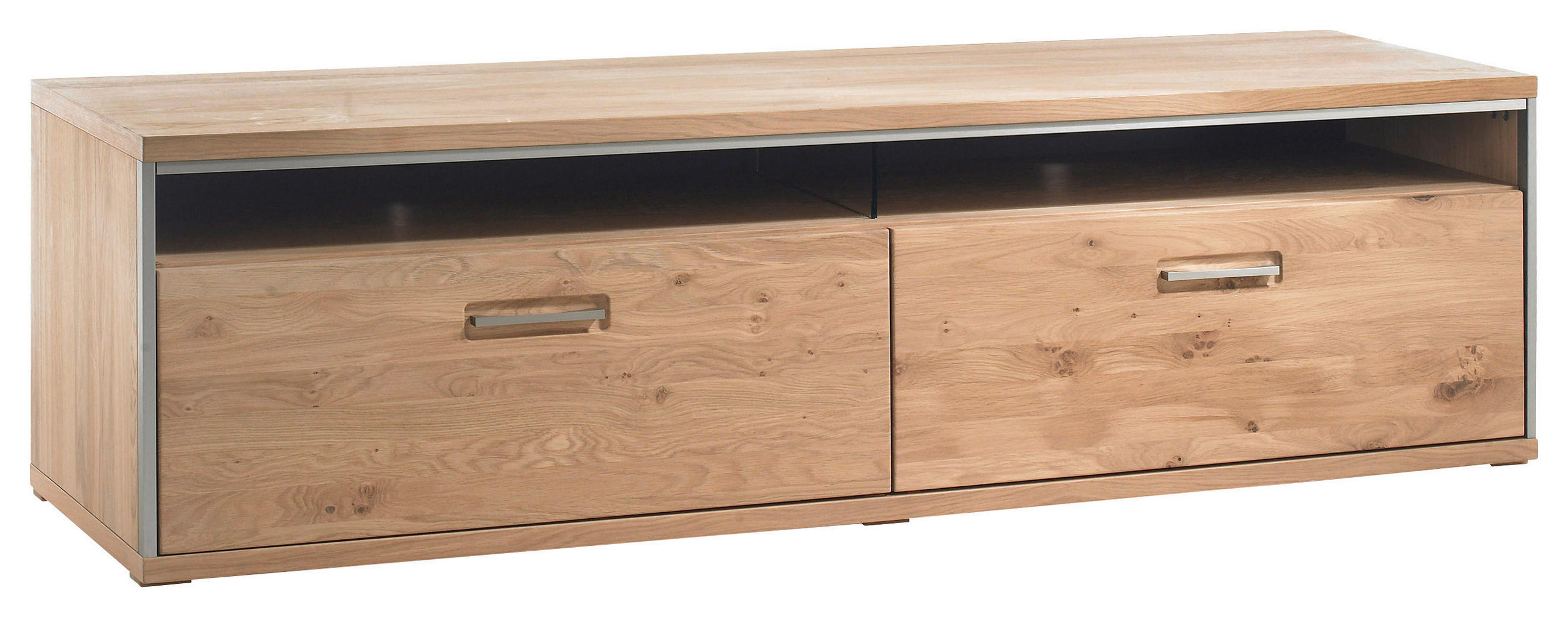 TV-ELEMENT 184/51/52 cm  - Hellbraun/Edelstahlfarben, KONVENTIONELL, Glas/Holz (184/51/52cm) - Cantus