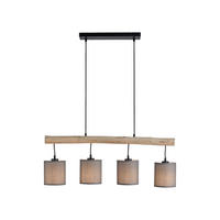 PENDELLEUCHTE Tribu 82,5/13,5/60-120 cm  - Taupe/Schwarz, Natur, Holz/Kunststoff (82,5/13,5/60-120cm) - Just Light