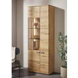 VITRINE  in massiv Wildeiche Wildeiche - Wildeiche/Schwarz, Natur, Glas/Holz (76,9/207/37,1cm) - Valnatura