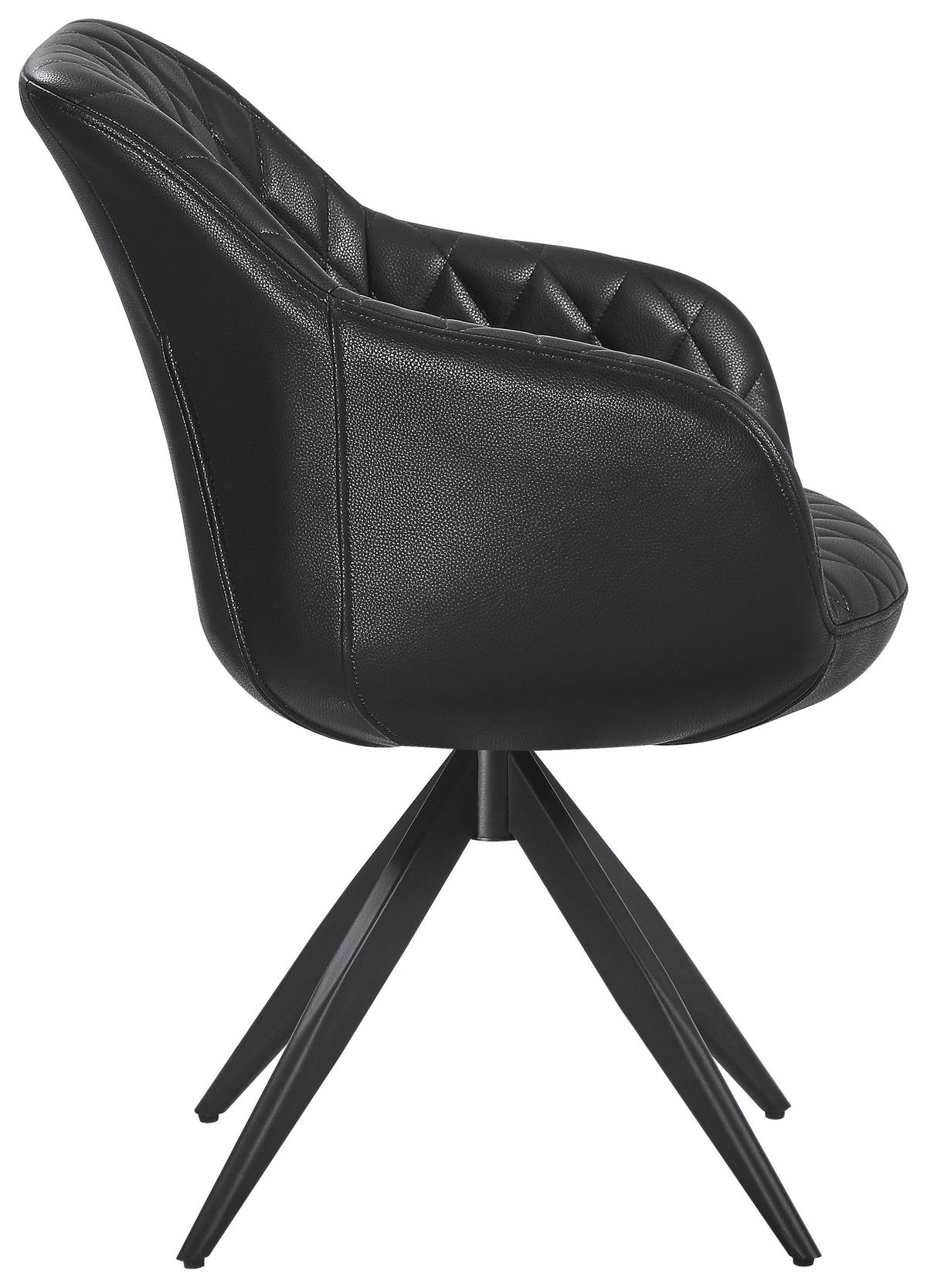 ARMLEHNSTUHL  Sitzfläche 360° drehbar  Echtleder  Schwarz  - Schwarz, MODERN, Leder/Metall (61/83/62cm) - Livetastic