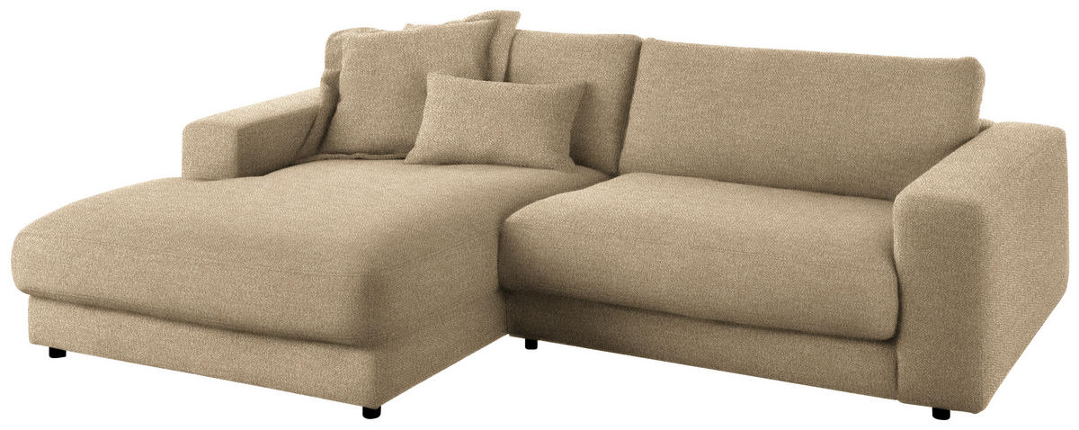 ECKSOFA in Flachgewebe Sandfarben  - Sandfarben/Schwarz, Design, Kunststoff/Textil (190/270cm) - Lomoco