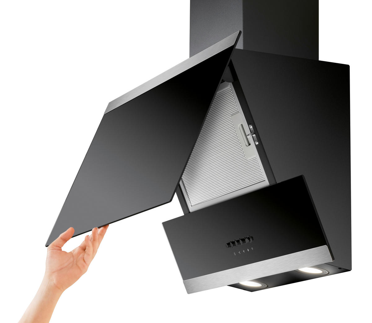 DUNSTABZUGSHAUBE DU 7610 G  - Schwarz, Basics, Glas/Kunststoff (59,5/40,8/30cm) - Bomann