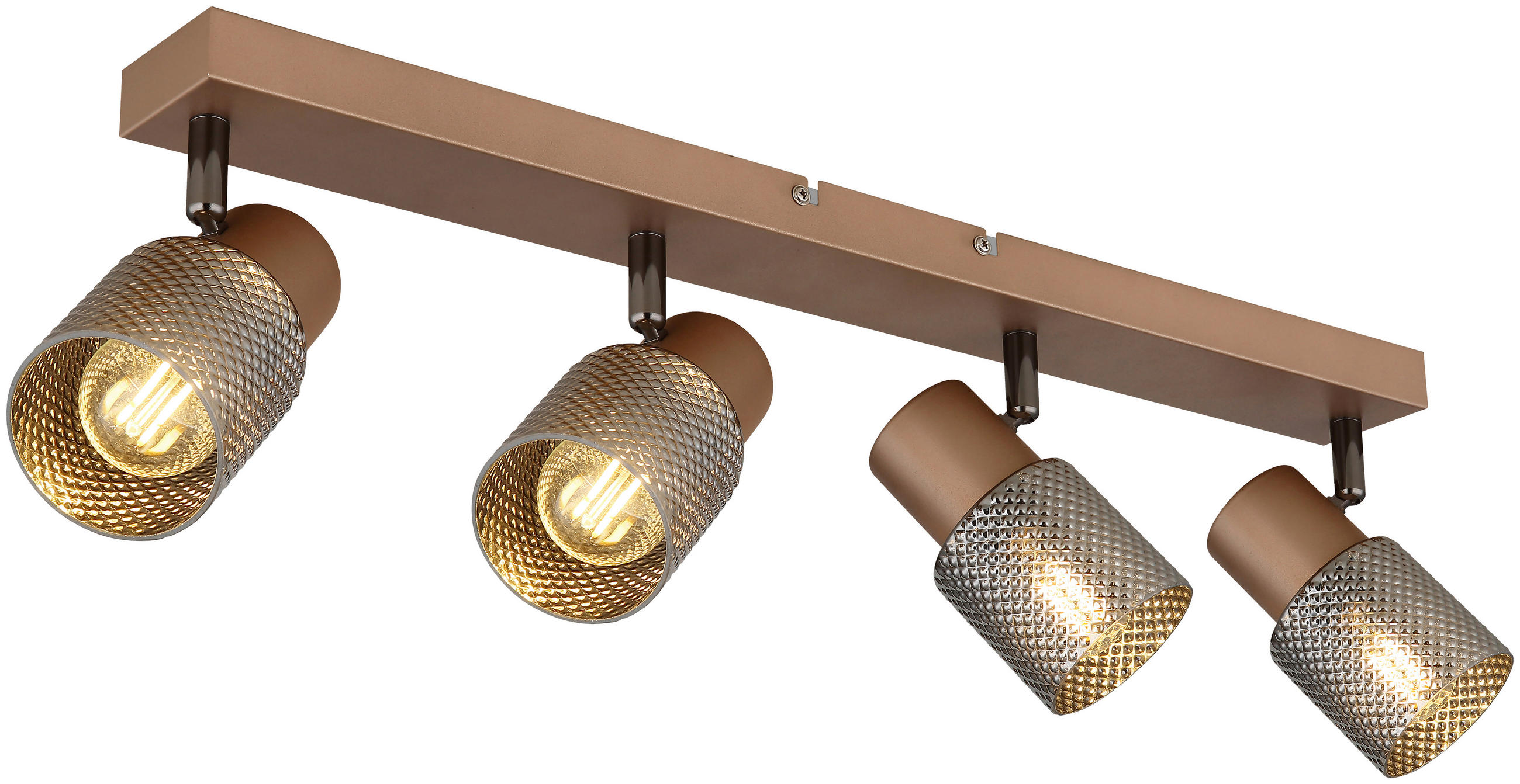 DECKENLEUCHTE 56/12/12,5 cm   - Cappuccino, Design, Glas/Metall (56/12/12,5cm) - Novel