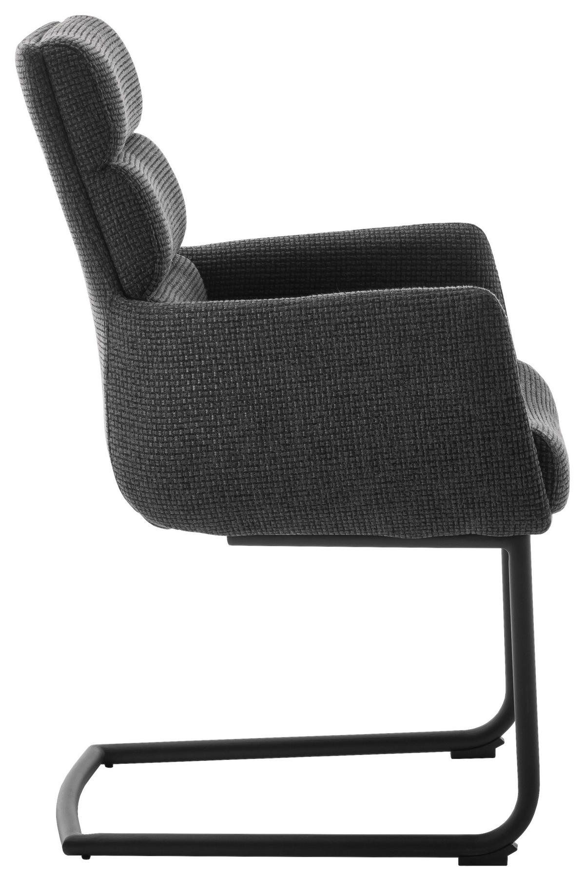ARMLEHNSTUHL  in Stahl Webstoff  - Anthrazit/Schwarz, Design, Textil/Metall (61/90/64cm) - Dieter Knoll