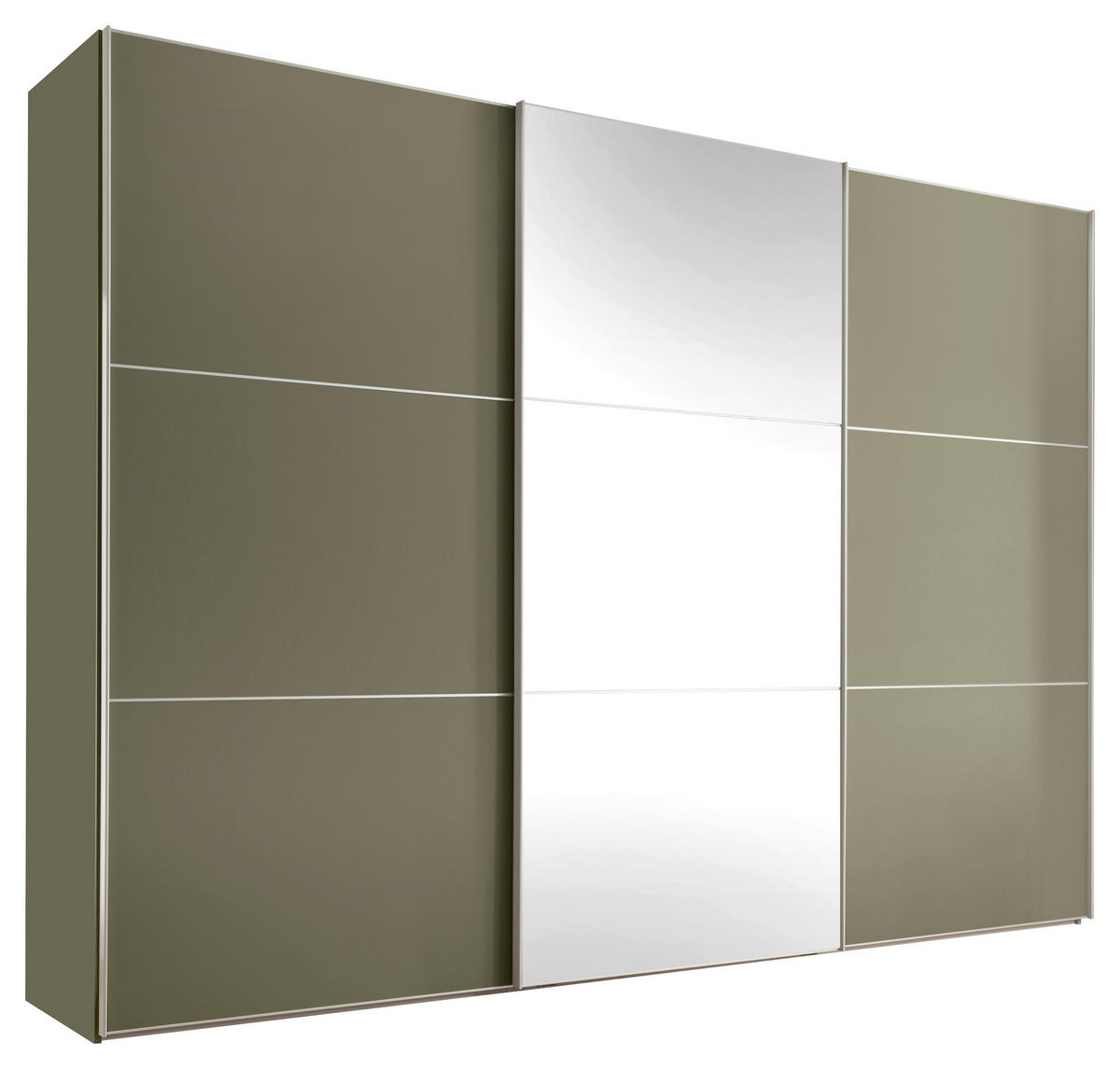 SCHWEBETÜRENSCHRANK 249/222/68 cm 3-türig Salbeigrün  - Salbeigrün/Alufarben, Glas/Holzwerkstoff (249/222/68cm) - Moderano