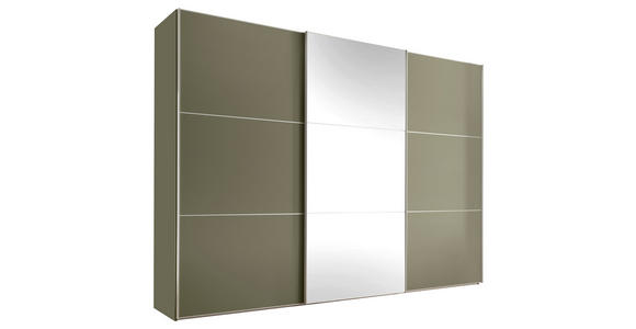 SCHWEBETÜRENSCHRANK  in Salbeigrün  - Salbeigrün/Alufarben, Design, Glas/Holzwerkstoff (280/222/68cm) - Moderano