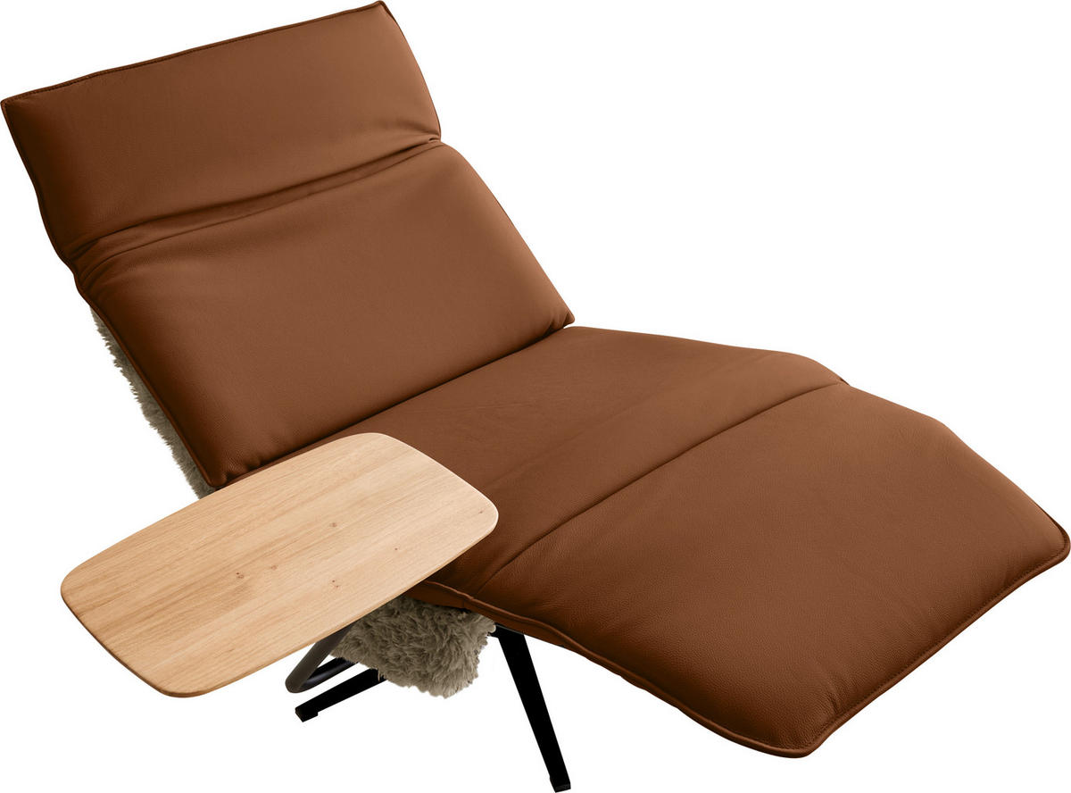 SESSEL Hochflor Echtleder Braun, Cognac  - Cognac/Schwarz, Design, Leder/Textil (84/65/91cm) - Koinor