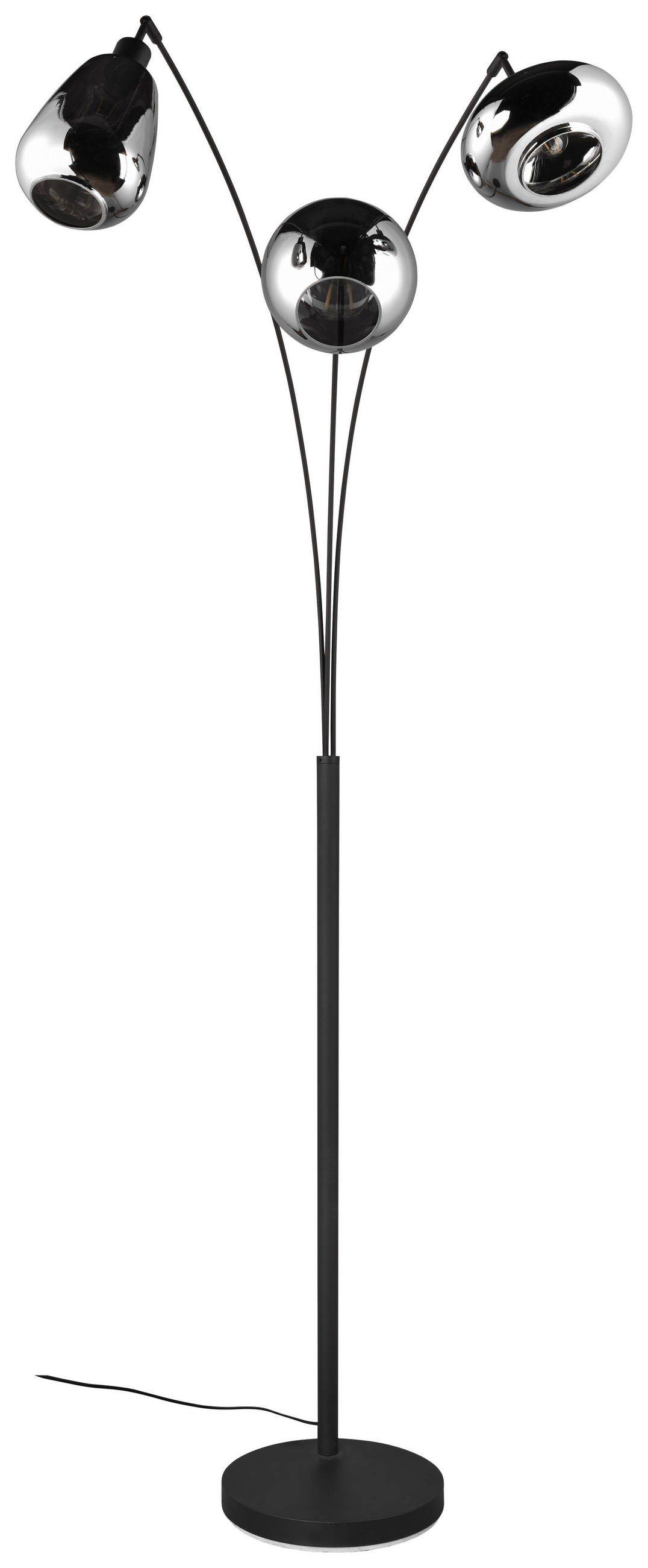 STEHLEUCHTE    - Chromfarben/Schwarz, KONVENTIONELL, Glas/Metall (200/30/71cm) - Trio Leuchten