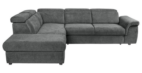 ECKSOFA Dunkelgrau Flachgewebe Bettkasten, Schlaffunktion, Rücken echt, Liegefläche im Originalstoff  - Dunkelgrau/Schwarz, KONVENTIONELL, Kunststoff/Textil (235/280cm) - Carryhome