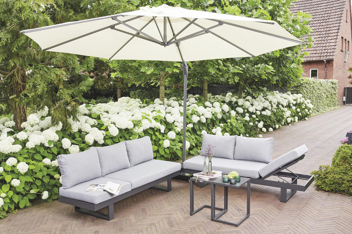 AMPELSCHIRM 350 cm  - Anthrazit/Creme, KONVENTIONELL, Textil/Metall (350/350cm) - Siena Garden