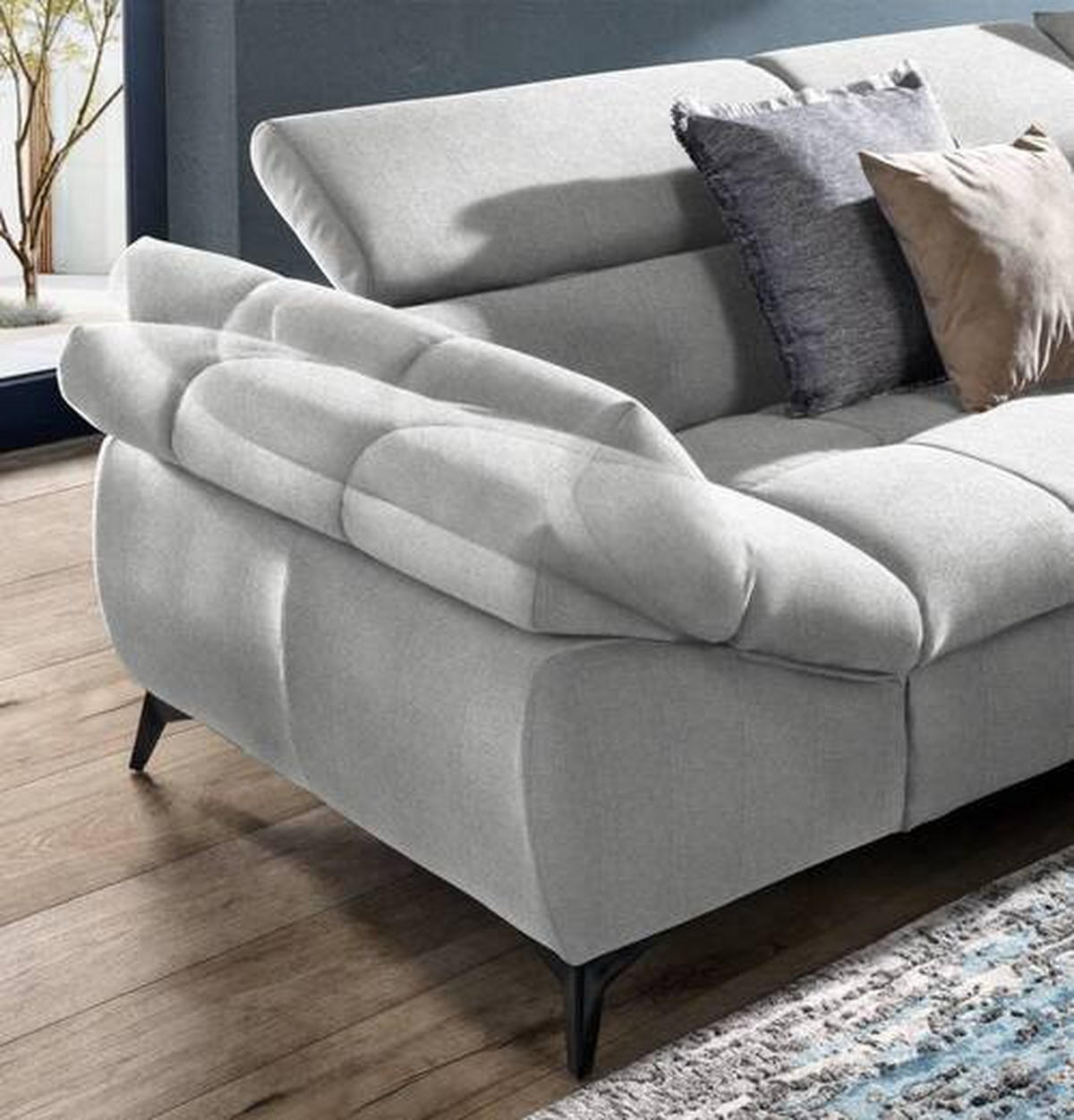 ECKSOFA  in Mikrofaser Hellgrau  279/210 cm  - Hellgrau/Schwarz, Design, Kunststoff/Textil (279/210cm) - Stylife