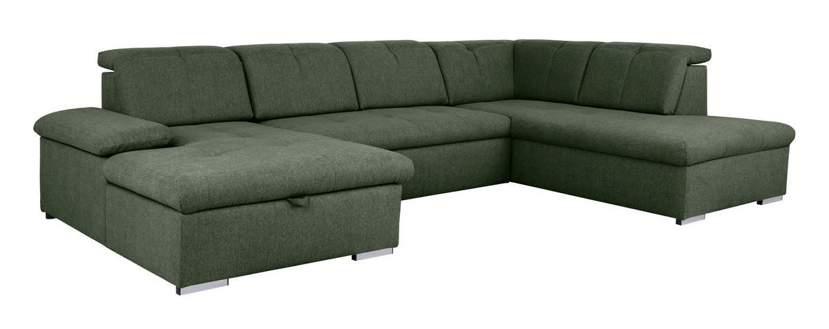 WOHNLANDSCHAFT Grün  - Grau/Grün, Design, Textil/Metall (173/328/215cm) - MID.YOU