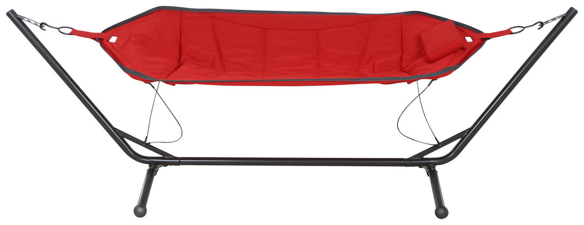 HÄNGEMATTE 105/104/305 cm  - Dunkelgrau/Rot, KONVENTIONELL, Textil/Metall (105/104/305cm) - Siena Garden