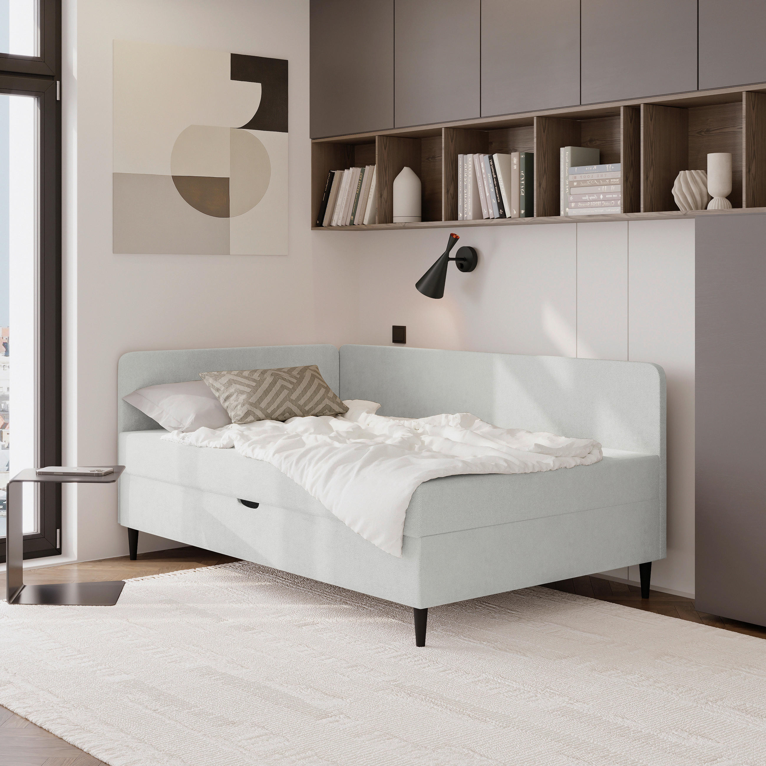 Pat Tip Boxspring, 90/200 cm, gri