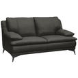 2-SITZER-SOFA Dunkelgrün Echtleder  - Dunkelgrün/Schwarz, Design, Leder/Metall (178/92/98cm) - Novel