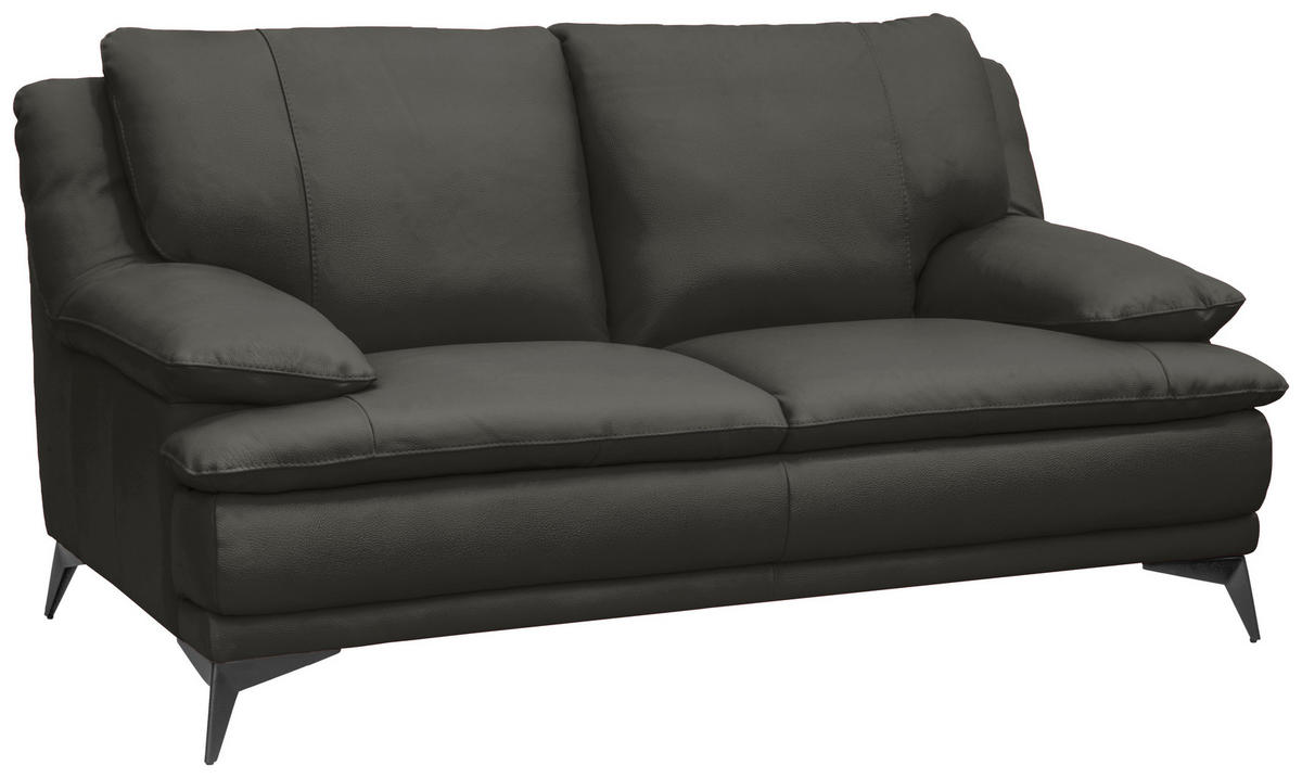 2-SITZER-SOFA Dunkelgrün Echtleder  - Dunkelgrün/Schwarz, Design, Leder/Metall (178/92/98cm) - Novel
