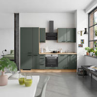KÜCHENBLOCK Easytouch 270 cm  in Eichefarben, Dunkelgrün  - Dunkelgrün/Eichefarben, MODERN, Holzwerkstoff/Metall (270cm) - Nobilia