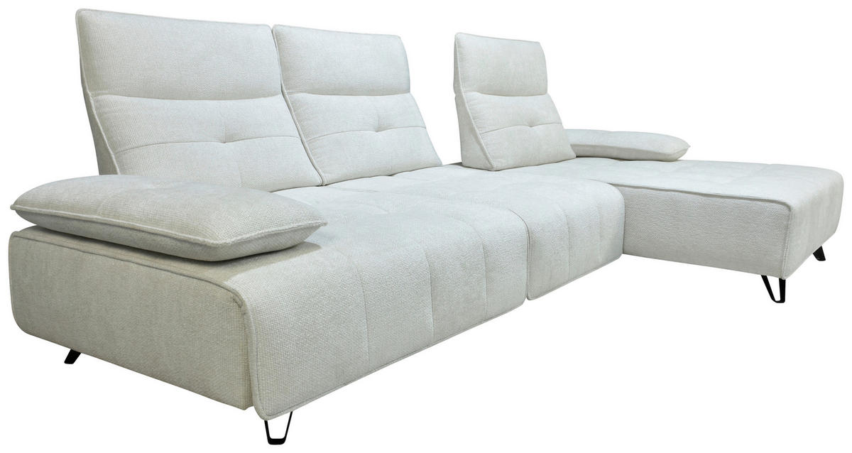 ECKSOFA Creme Chenille  - Creme/Schwarz, Design, Kunststoff/Textil (314/162cm) - Livetastic
