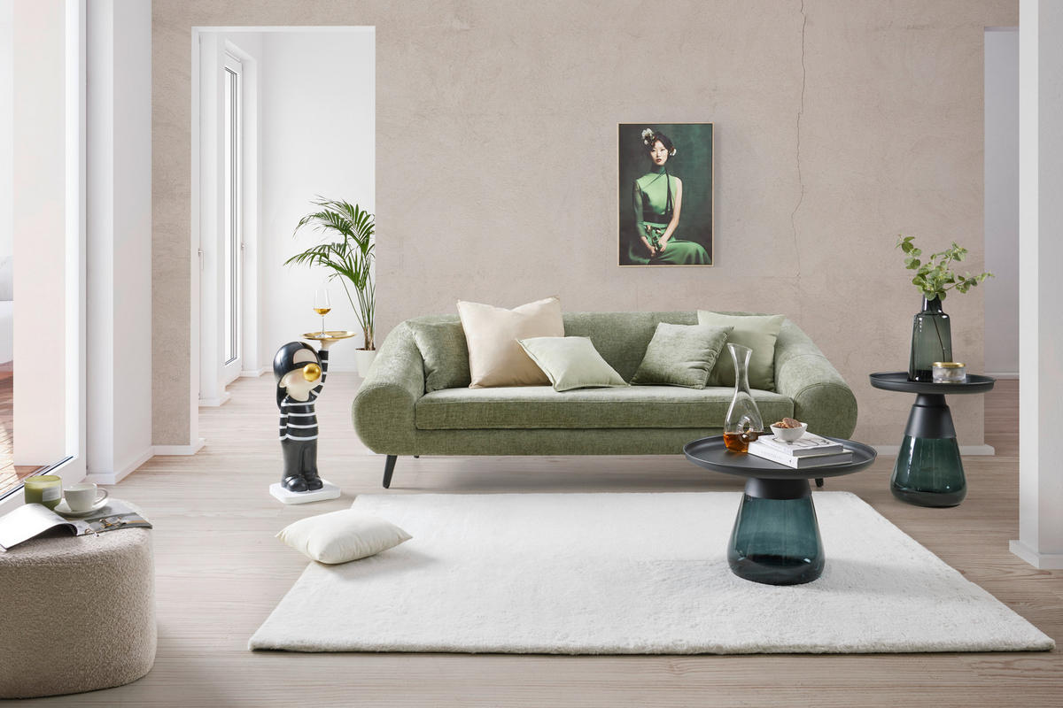MEGASOFA in tissage à plat vert  - vert/noir, Modern, textile/bois (225/75/102cm) - MID.YOU