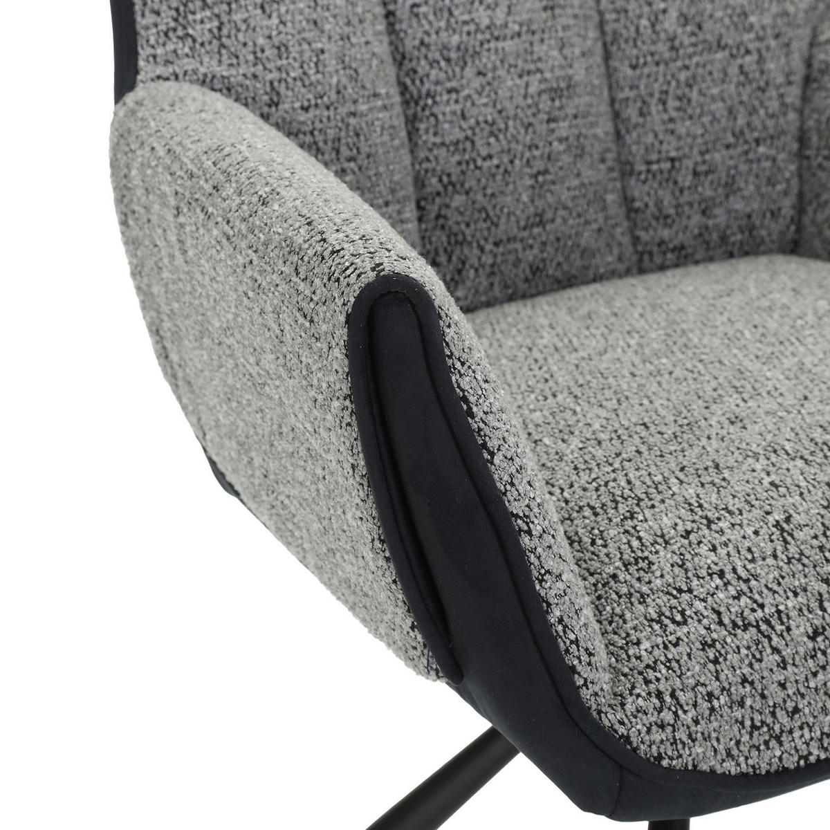 ARMLEHNSTUHL  Wippfunktion, Sitzfläche 360° drehbar, automatische Rückholfunktion Chenille, Mikrofaser  Grau, Schwarz  - Schwarz/Grau, Design, Textil/Metall (62/87/64cm) - Novel