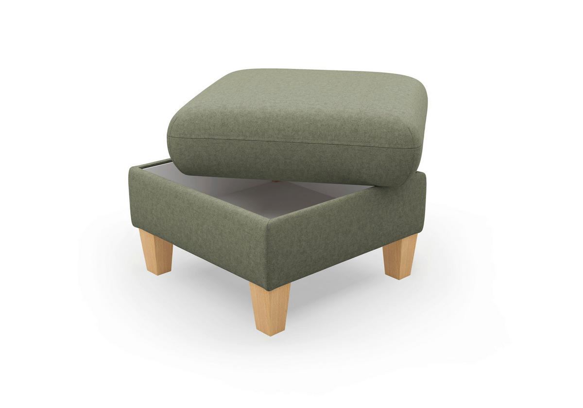 HOCKER Flachgewebe Olivgrün  - Eichefarben/Olivgrün, KONVENTIONELL, Holz/Textil (58/47/58cm) - Sit & More