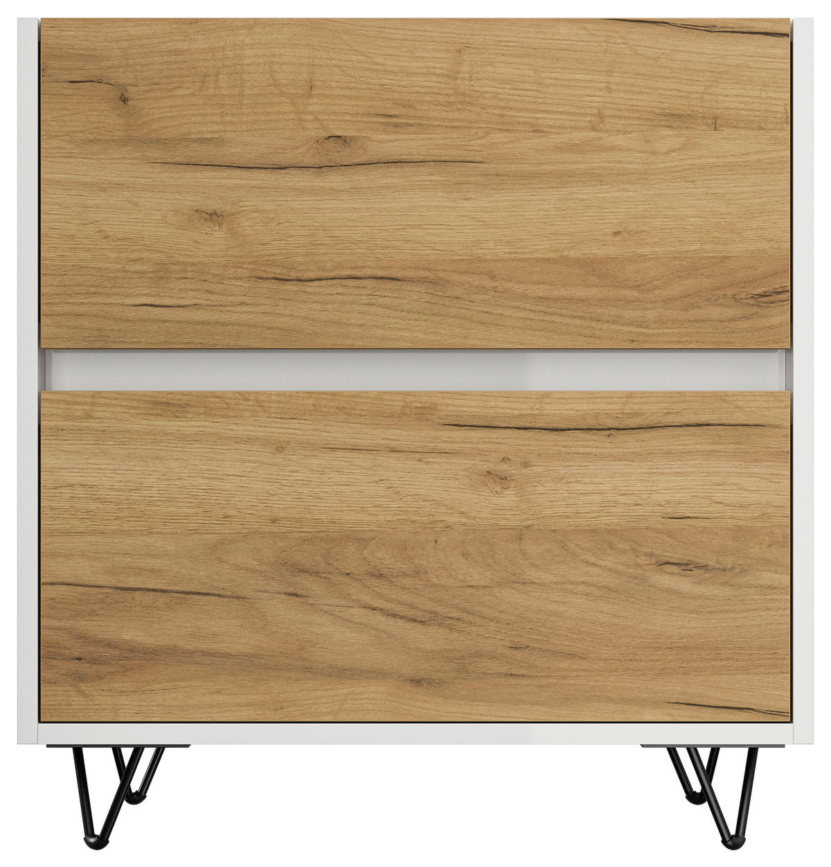 NACHTTISCH 61,2/65/42 cm  - Eichefarben/Schwarz, Basics, Holzwerkstoff/Metall (61,2/65/42cm) - MID.YOU