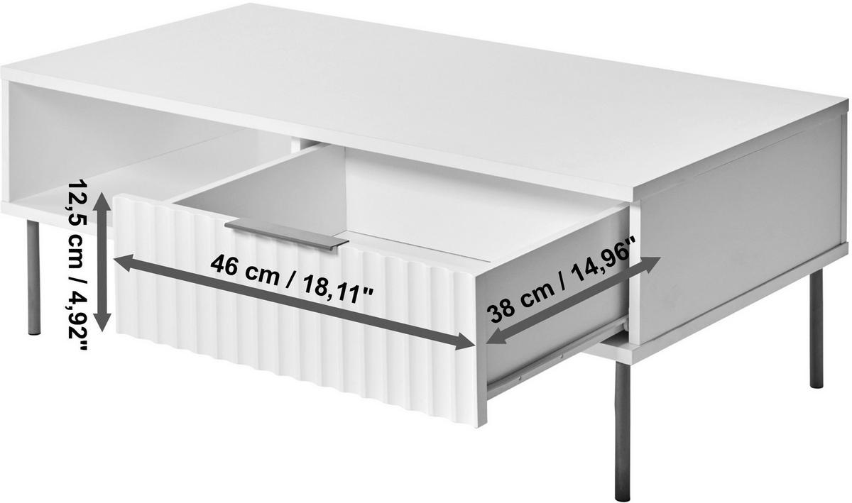COUCHTISCH in Metall, Holzwerkstoff 108/55/39 cm  - Weiss/Goldfarben, Modern, Holzwerkstoff/Metall (108/55/39cm) - Livetastic
