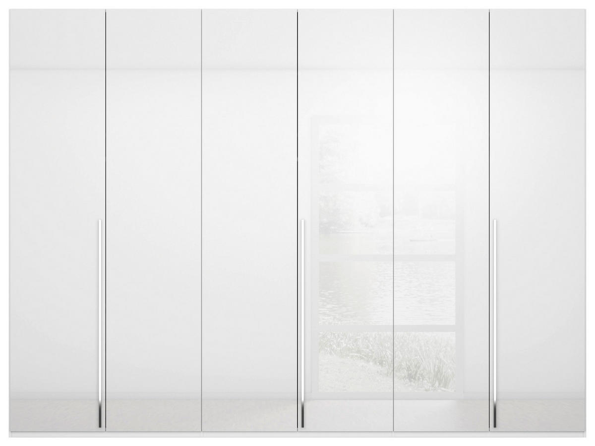 DREHTÜRENSCHRANK 301/223/60 cm 6-türig Weiß, Weiß Hochglanz  - Chromfarben/Weiß Hochglanz, Design, Holzwerkstoff/Metall (301/223/60cm) - home24
