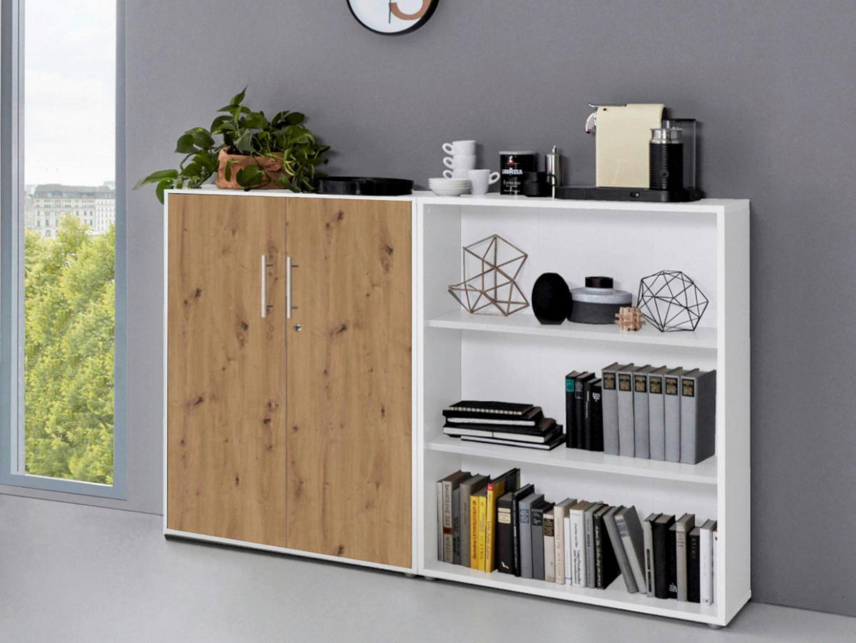 AKTENSCHRANK 168,8/113,6/33 cm  - Weiß/Eiche Artisan, MODERN, Holzwerkstoff (168,8/113,6/33cm) - MID.YOU