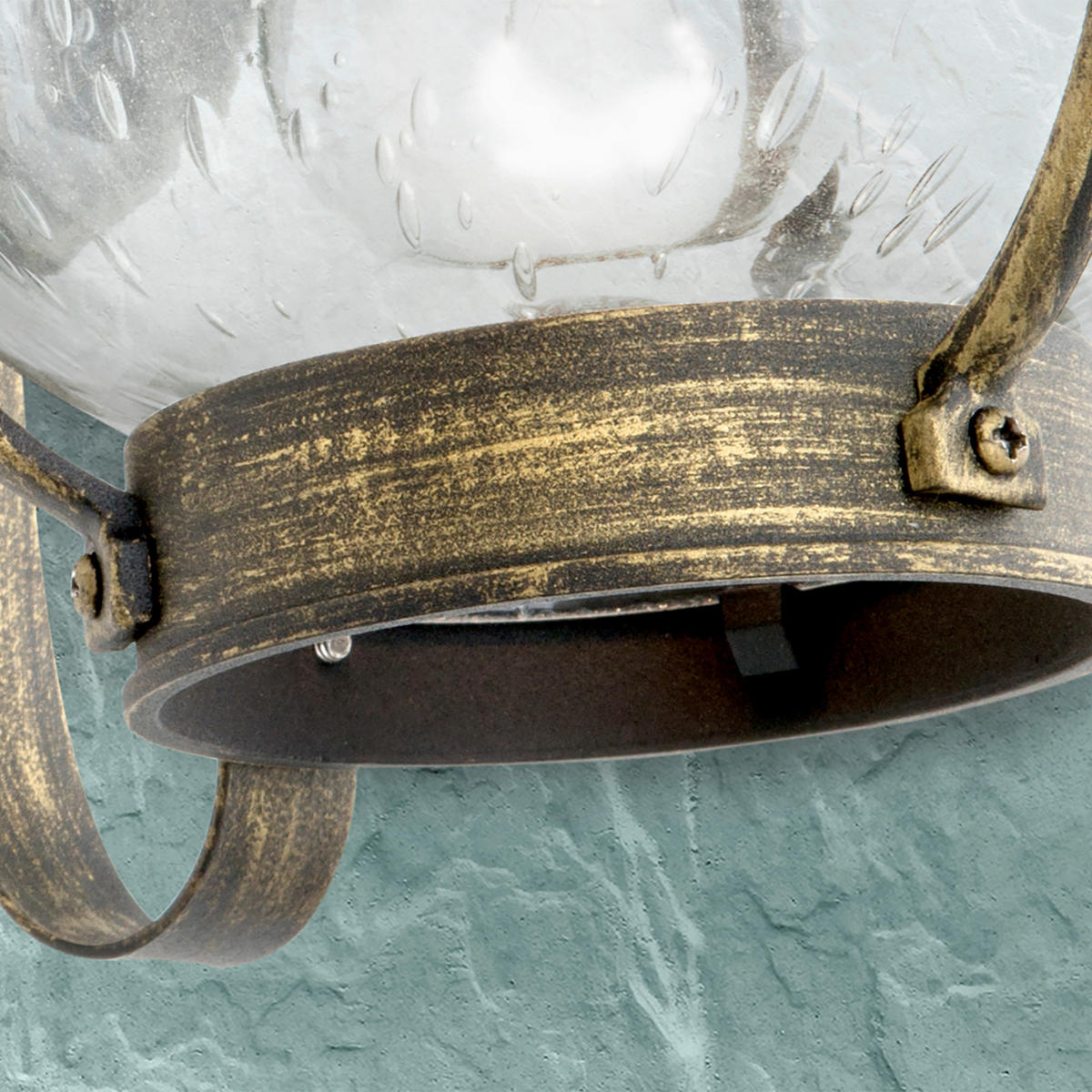 AUßENWANDLEUCHTE Taverna   - Goldfarben/Schwarz, LIFESTYLE, Glas/Metall (14/26/19cm)