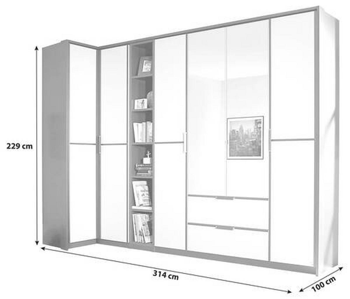 ROHOVÁ ŠATNÍKOVÁ SKRIŇA, sivá, biela,  - sivá/biela, Design, kov/kompozitné drevo (100/314cm) - MID.YOU