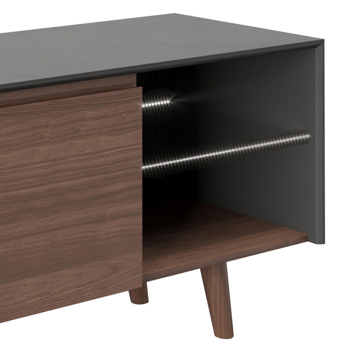 LOWBOARD PLAYBOY  in 150/58,6/42 cm  - Walnussfarben, KONVENTIONELL, Glas/Holz (150/58,6/42cm) - Playboy