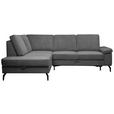 ECKSOFA Anthrazit Velours Bettkasten, Sitzvorzug  - Anthrazit/Schwarz, KONVENTIONELL, Textil/Metall (206/253cm) - Venda