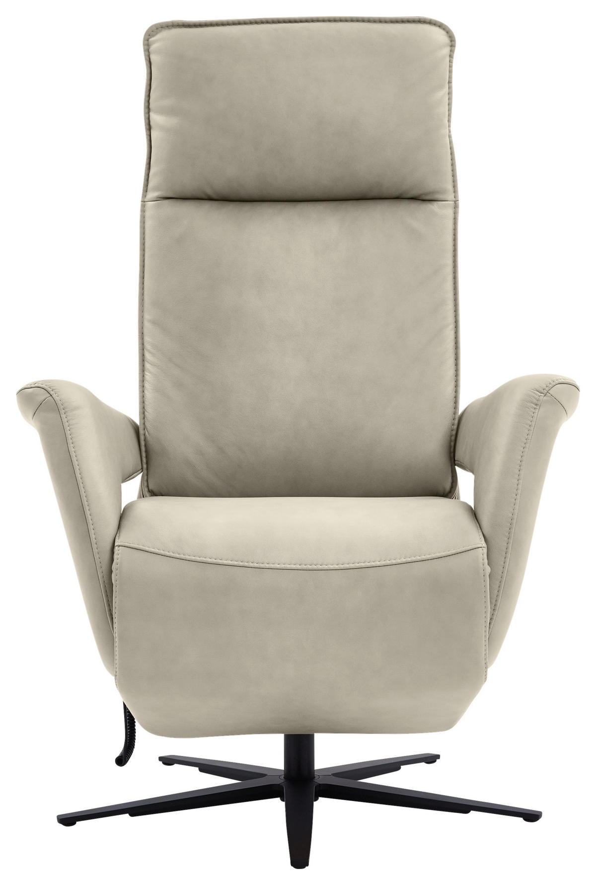 RELAXSESSEL in Leder Ecru  - Ecru/Schwarz, Design, Leder/Metall (83/123/87cm) - Valdera