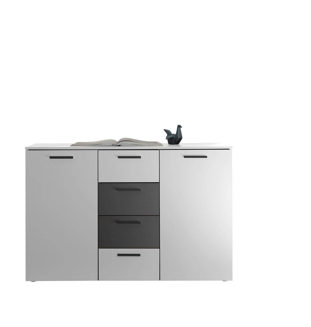 KOMMODE  in 140/89/38 cm  - Schwarz/Graphitfarben, MODERN, Holzwerkstoff/Kunststoff (140/89/38cm) - Livetastic