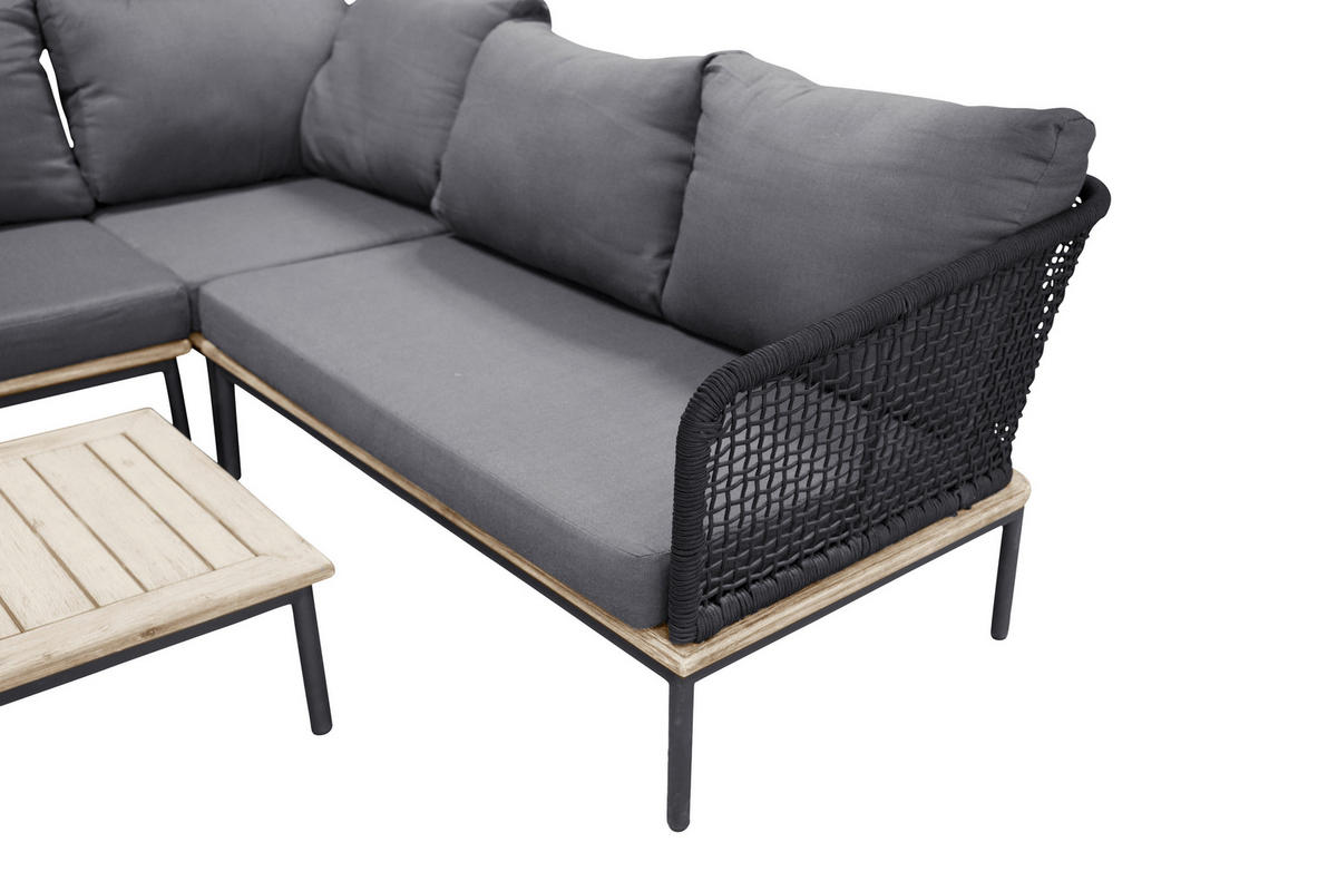 LOUNGEGARNITUR   90/60/27 cm  - Schwarz, KONVENTIONELL, Kunststoff (90/60/27cm) - Gardenson